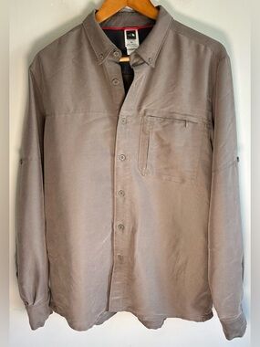 The North Face Mens Button Up Shirt Size M Outdoor Hiking Modal Blend Zip Pocket